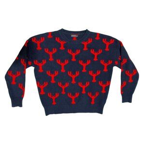 Vineyard Vines Lobster Sweater L Merino Wool Blend Preppy Oversize Color Block